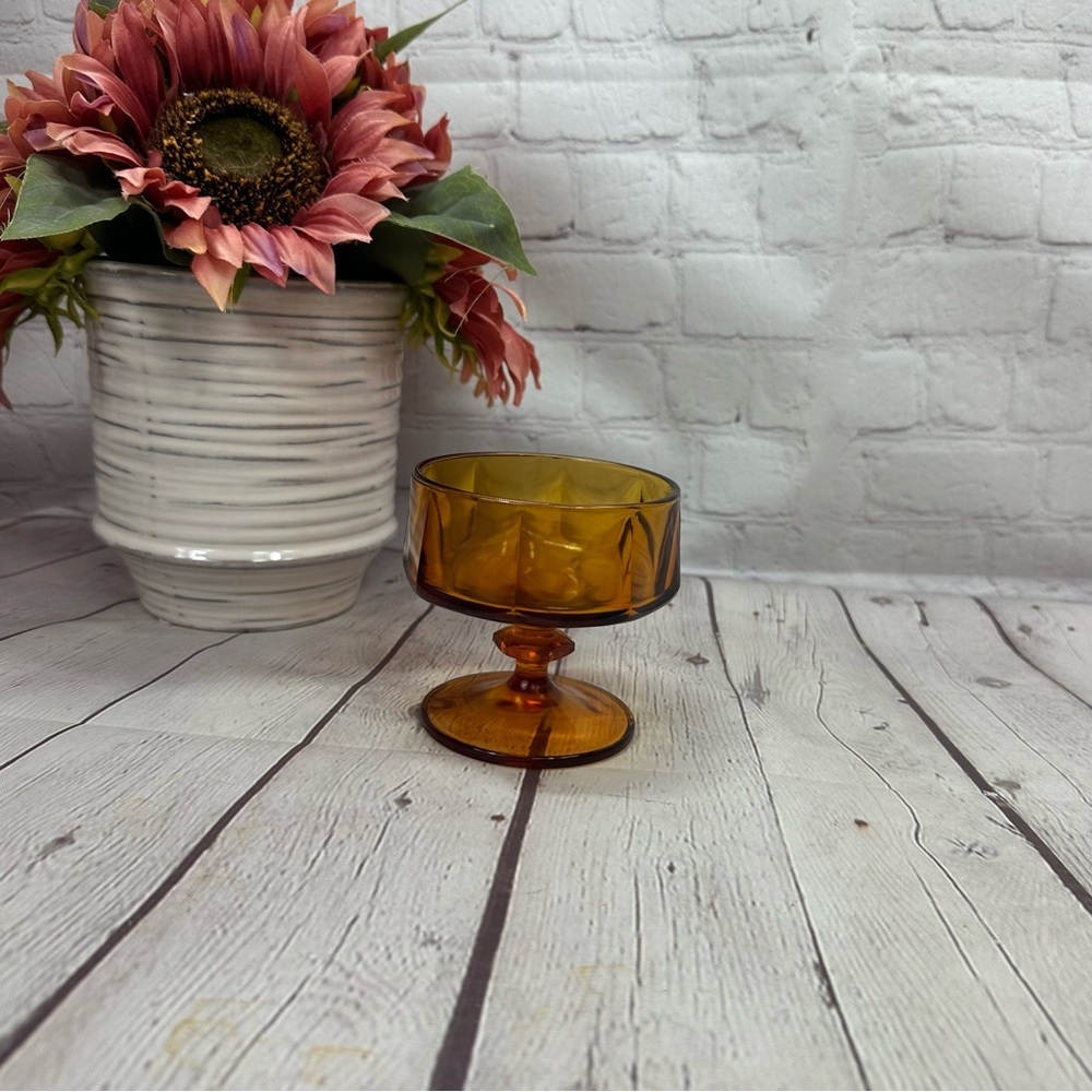 vintage Champagne/Tall Sherbet Nouveau Gold by Colony glass amber colored MCM